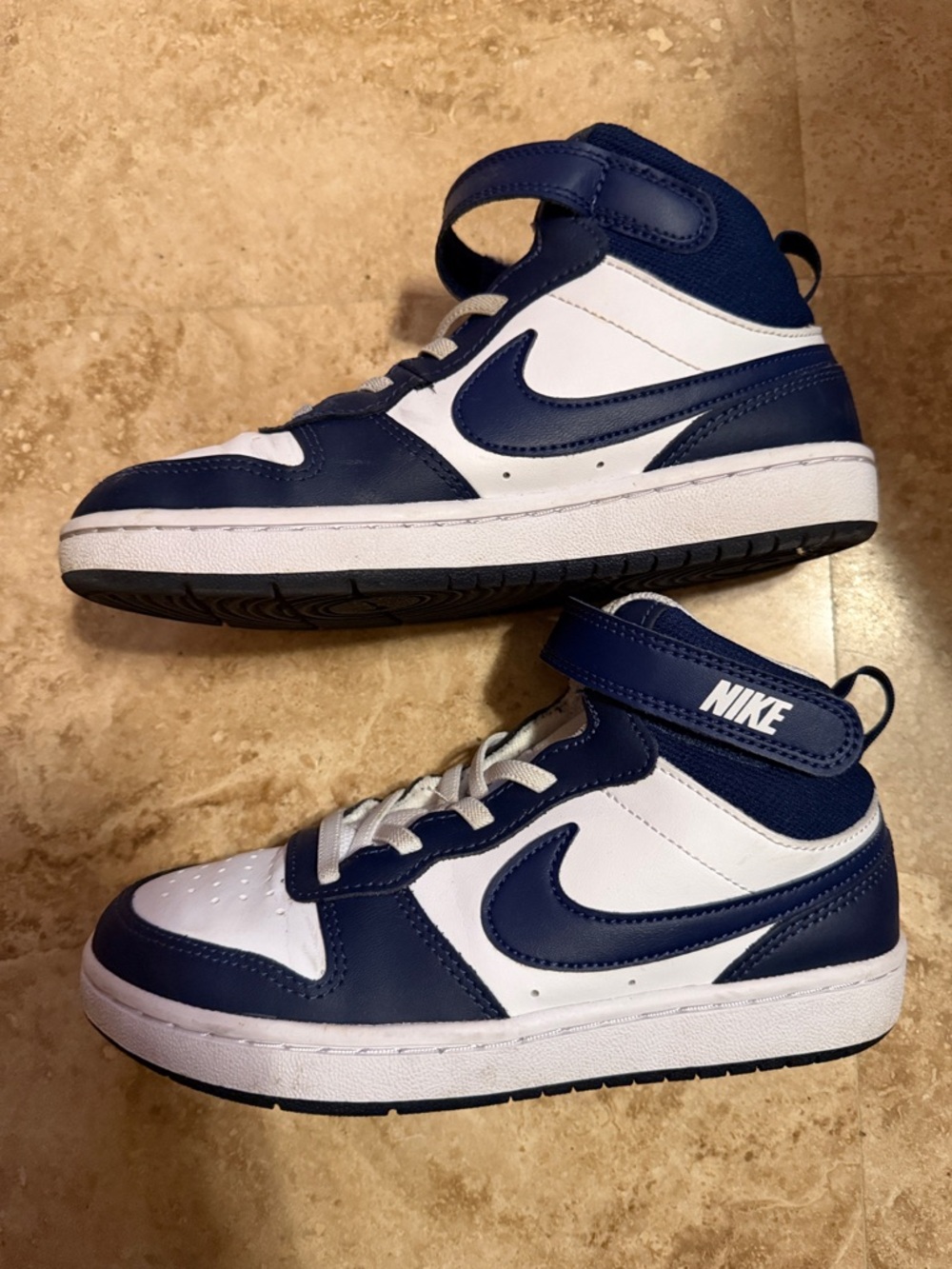 Nike Kids High-Top Sneakers in Navy and White